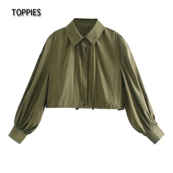 casual cotton cropped woman army green short shirts lantern sleeve blouses 210421, Black
casual cotton cropped woman army green short shirts lantern sleeve blouses 210421, Black