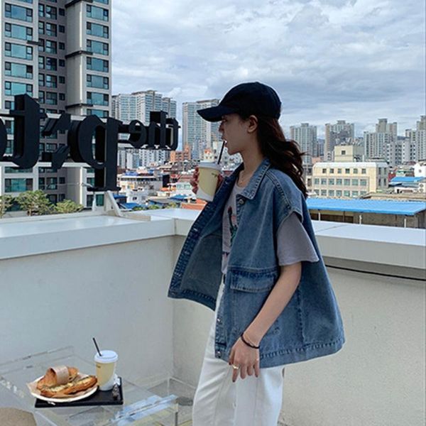 women's vests 2021 cowboy vest female spring autumn loose women korean wild bf harajuku wind tooling sleeveless jacket os203, Black;white
women's vests 2021 cowboy vest female spring autumn loose women korean wild bf harajuku wind tooling sleeveless jacket os203, Black;white
