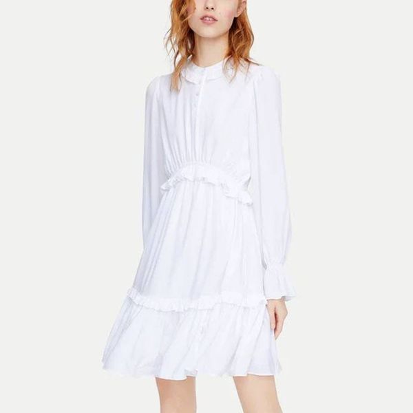 za spring summer flare sleeve dress women o-neck long ruffles woman elegant high waist es 210422, Black;gray
za spring summer flare sleeve dress women o-neck long ruffles woman elegant high waist es 210422, Black;gray