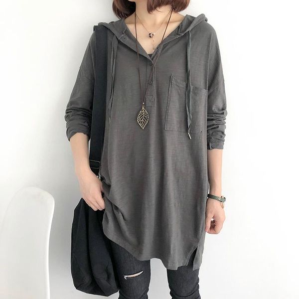 women's t-shirt oversized cotton solid women t-shirts hooded loose long vintage casual all match female pulls tees, White
women's t-shirt oversized cotton solid women t-shirts hooded loose long vintage casual all match female pulls tees, White