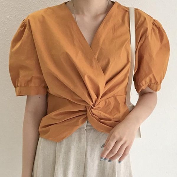 women's blouses & shirts vanovich fashion women korean style 2021 summer solid color ladies temperament v-neck clothing, White
women's blouses & shirts vanovich fashion women korean style 2021 summer solid color ladies temperament v-neck clothing, White