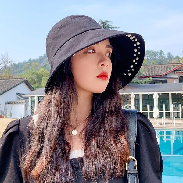 wide brim hats 2021 summer foldable hat women korean fisherman cap big pearl decoration travel sunscreen sunshade sun, Blue;gray
wide brim hats 2021 summer foldable hat women korean fisherman cap big pearl decoration travel sunscreen sunshade sun, Blue;gray