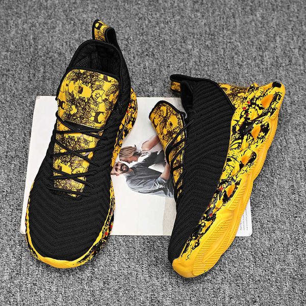 men graffiti sports casual shoes lace-up big size yellow men's sneakers mid-light breathable running shoes arrival 211014, Black;white
men graffiti sports casual shoes lace-up big size yellow men's sneakers mid-light breathable running shoes arrival 211014, Black;white