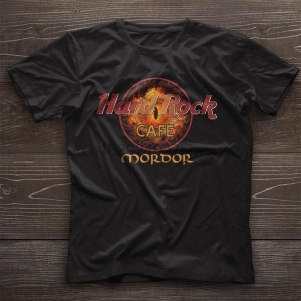 men's t-shirts hord rock cofe mordor shirt, White;black