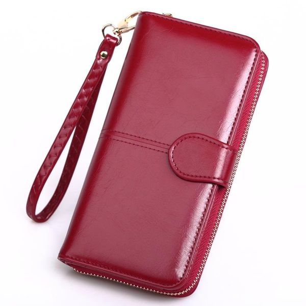 wallets women's oil wax leather wallet long zip phone bag, Red;black
wallets women's oil wax leather wallet long zip phone bag, Red;black