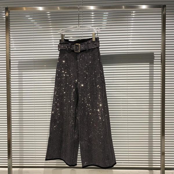 women's pants & capris 2021 autumn full drilling shiny waistband wide leg fashion for women high waist black trousers streetwear, Black;white
women's pants & capris 2021 autumn full drilling shiny waistband wide leg fashion for women high waist black trousers streetwear, Black;white