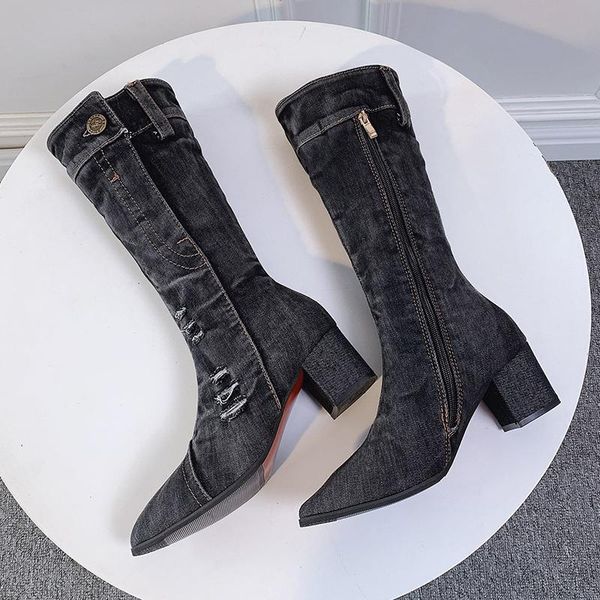 jean boots women's mid calf boot zipper high heel woman stylish jeans ladies denim female shoes cowboy 2021, Black
jean boots women's mid calf boot zipper high heel woman stylish jeans ladies denim female shoes cowboy 2021, Black
