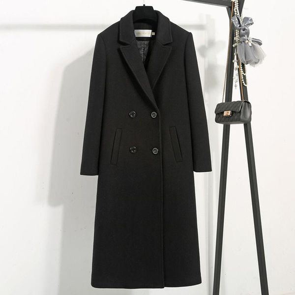 women's wool & blends women coat overcoats 2021 autumn winter office lady casual outwear jackets slim midi quilted coats, Black 
women's wool & blends women coat overcoats 2021 autumn winter office lady casual outwear jackets slim midi quilted coats, Black