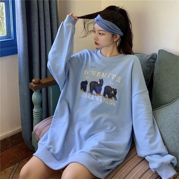 women's hoodies & sweatshirts hapedy vintage bear embroid women 2021 harajuku streetwear casual crewneck oversized fashion hoodie blue, Black
women's hoodies & sweatshirts hapedy vintage bear embroid women 2021 harajuku streetwear casual crewneck oversized fashion hoodie blue, Black