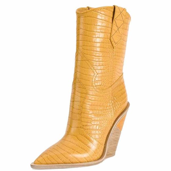 embossed microfiber leather women winter boots pointed toe western cowboy boots women mid-calf chunky wedges t-show boot 210507, Black
embossed microfiber leather women winter boots pointed toe western cowboy boots women mid-calf chunky wedges t-show boot 210507, Black