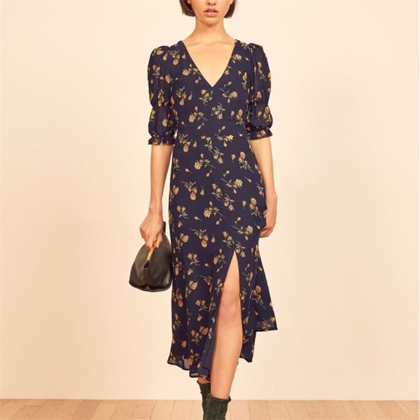 summer women's casual floral print v-neck short-sleeved slim dress vestidos 210430, Black;gray
summer women's casual floral print v-neck short-sleeved slim dress vestidos 210430, Black;gray