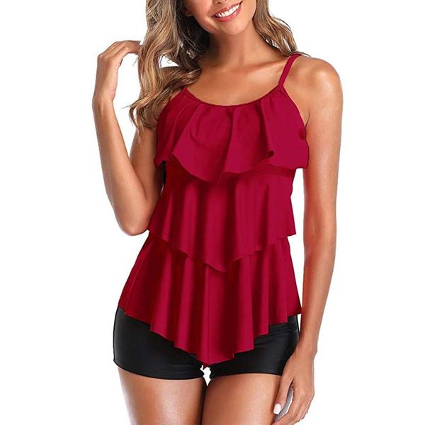 women's swimwear women two piece bikini set flounce solid color sleeveless with elastic waist shorts summer tankini #g2, White;black
women's swimwear women two piece bikini set flounce solid color sleeveless with elastic waist shorts summer tankini #g2, White;black