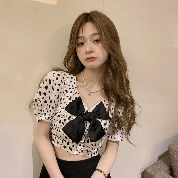 women's blouses & shirts fashion women 2021 summer elegant leopard puff sleeve bow crop v-neck slim female clothes korean, White
women's blouses & shirts fashion women 2021 summer elegant leopard puff sleeve bow crop v-neck slim female clothes korean, White