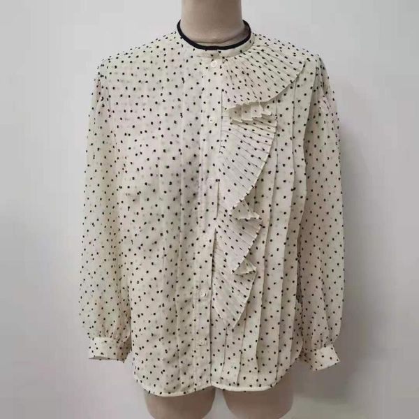 women's blouses & shirts 2021 autumn and winter pleated polka dot embroidery long-sleeved shirt women, White
women's blouses & shirts 2021 autumn and winter pleated polka dot embroidery long-sleeved shirt women, White