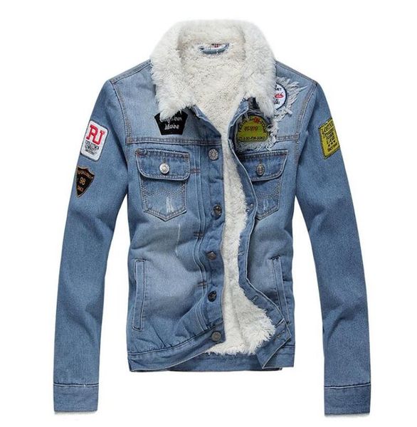 men's jackets men light blue winter jean outerwear warm denim coats large size wool liner thicker 3xl, Black;brown
men's jackets men light blue winter jean outerwear warm denim coats large size wool liner thicker 3xl, Black;brown