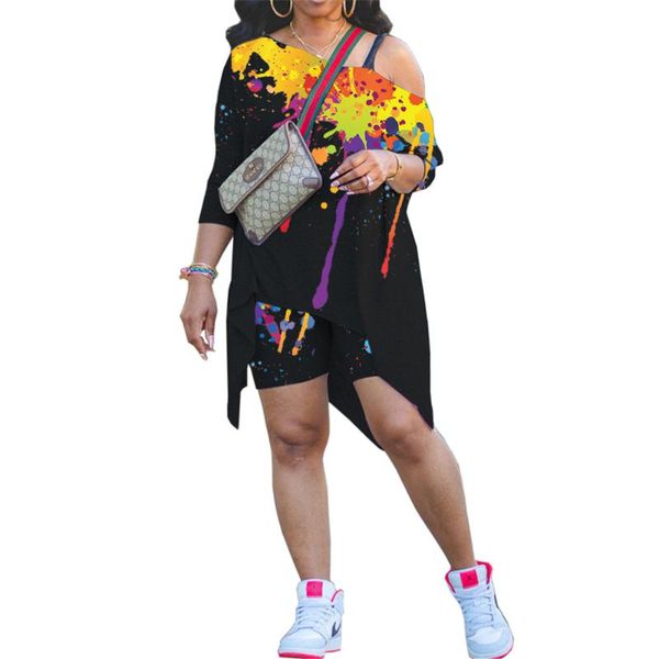 women's tracksuits summer fashion positioning two pieces of sloppy half sleeve shorts with splash print ly009, Gray
women's tracksuits summer fashion positioning two pieces of sloppy half sleeve shorts with splash print ly009, Gray