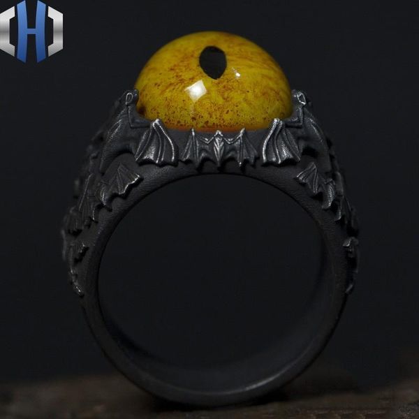 cluster rings original design handmade silver night spirit ring cat eye personality bat, Golden;silver
cluster rings original design handmade silver night spirit ring cat eye personality bat, Golden;silver