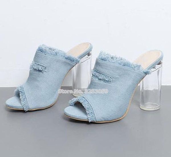 slippers almudena sky blue denim lucite transparent clear chunky heels cut-out retro stylish jeans high heel shoes plus size, Black
slippers almudena sky blue denim lucite transparent clear chunky heels cut-out retro stylish jeans high heel shoes plus size, Black