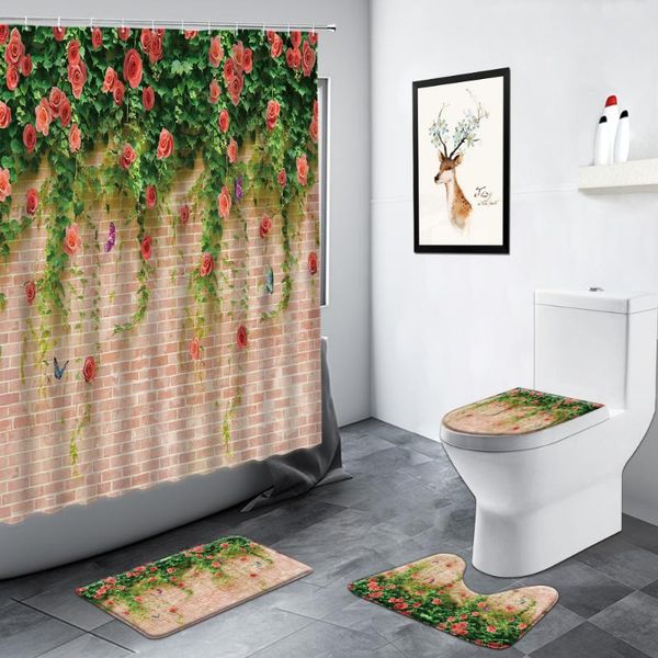 shower curtains red flower brick wall curtain creative floral green plant leaves backdrop decor bathroom non-slip rug toilet bath mat set
shower curtains red flower brick wall curtain creative floral green plant leaves backdrop decor bathroom non-slip rug toilet bath mat set