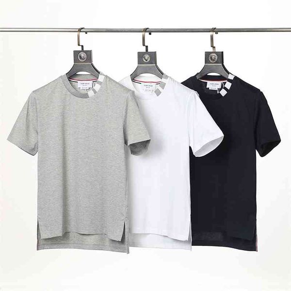 thom bruntb new short sleeve four bar yarn dyed t-shirt, White;black