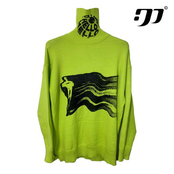 men's sweaters "rabbit. b" niche design fluorescent green high neck printed knitted sweater pullover for men and women dp, White;black
men's sweaters "rabbit. b" niche design fluorescent green high neck printed knitted sweater pullover for men and women dp, White;black