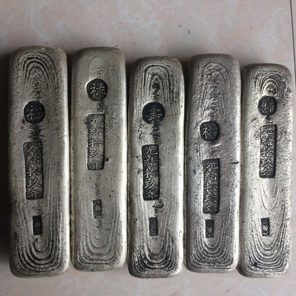 5pcs antique china silver bullionfu xi cai lushousilver ingot bar collection home decoration metal crafts, Black;brown
5pcs antique china silver bullionfu xi cai lushousilver ingot bar collection home decoration metal crafts, Black;brown