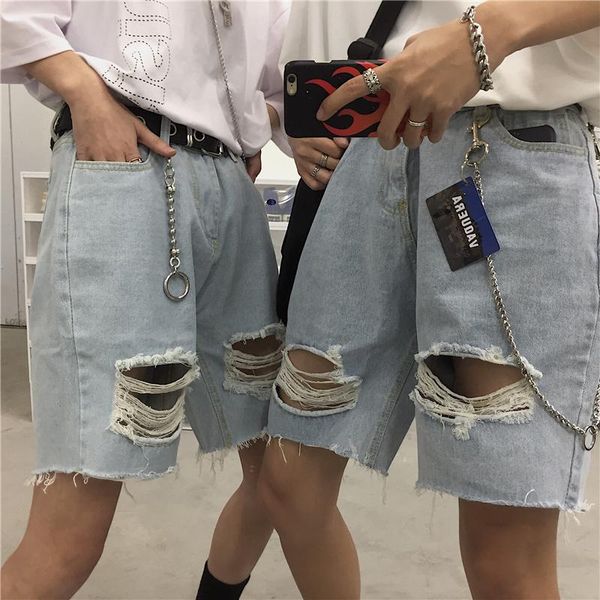 hole denim shorts female korean ins harajuku hip-hop high waist couple five-point pants summer casual chic streetwear women's, White;black
hole denim shorts female korean ins harajuku hip-hop high waist couple five-point pants summer casual chic streetwear women's, White;black