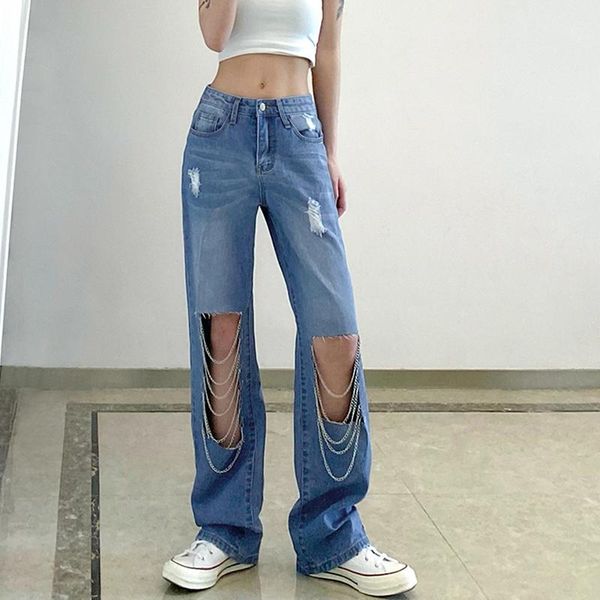 women's jeans cyber y2k vintage hollow hole chain straight women high waist loose denim long pants summer casual streetwear 90s trouser, Blue
women's jeans cyber y2k vintage hollow hole chain straight women high waist loose denim long pants summer casual streetwear 90s trouser, Blue