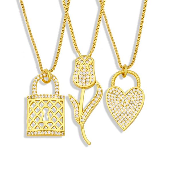 pendant necklaces flola gold chain lock necklace copper cz white stone crystal flower for women girls jewelry gifts nkew12, Silver
pendant necklaces flola gold chain lock necklace copper cz white stone crystal flower for women girls jewelry gifts nkew12, Silver