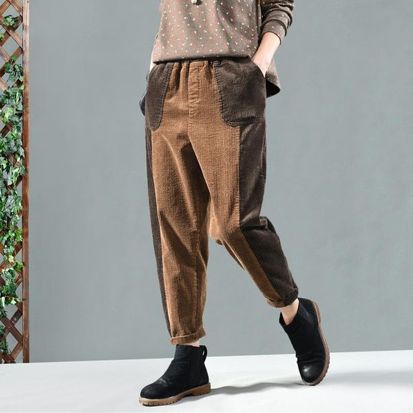 women's pants & capris winter women retro loose panelled corduroy trousers elastic waist pocket spliced casual female 2021 blended, Black;white
women's pants & capris winter women retro loose panelled corduroy trousers elastic waist pocket spliced casual female 2021 blended, Black;white
