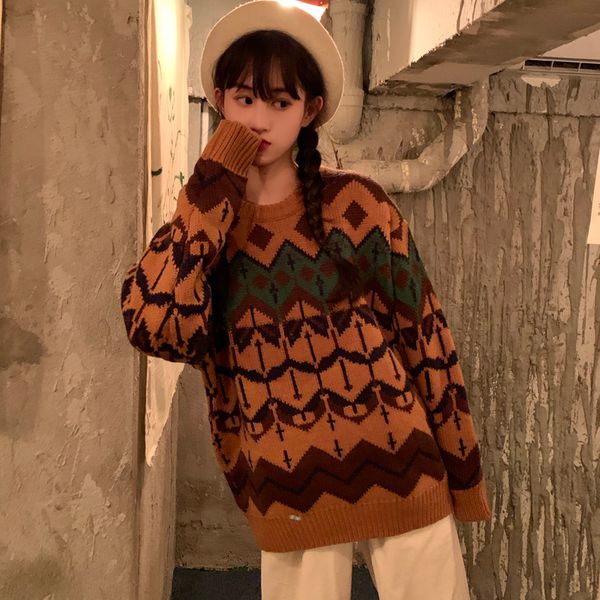 winter korean style loose christmas plaid knitted warm sweaters womens sweaters and pullovers (c8551), White;black
winter korean style loose christmas plaid knitted warm sweaters womens sweaters and pullovers (c8551), White;black