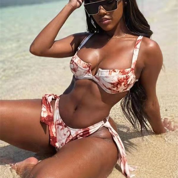 2022 tie-dye printed bikini underwire push up swimwear women swimsuit female strappy set bathing suit beachwear swim, White;black
2022 tie-dye printed bikini underwire push up swimwear women swimsuit female strappy set bathing suit beachwear swim, White;black