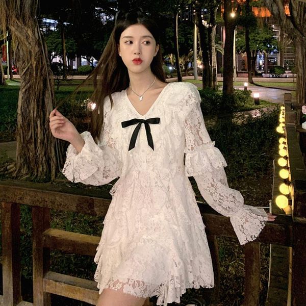 casual dresses autumn 2021 french long sleeve elegant mini dress women korean white sweet vintage lace female evening party y2k, Black;gray
casual dresses autumn 2021 french long sleeve elegant mini dress women korean white sweet vintage lace female evening party y2k, Black;gray