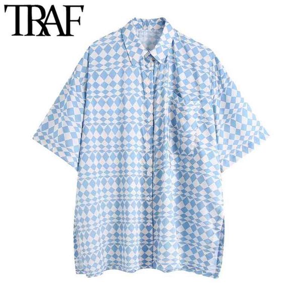 women fashion geometric print oversized blouses vintage drop-shoulder sleeves side vents female shirts chic 210507, White
women fashion geometric print oversized blouses vintage drop-shoulder sleeves side vents female shirts chic 210507, White