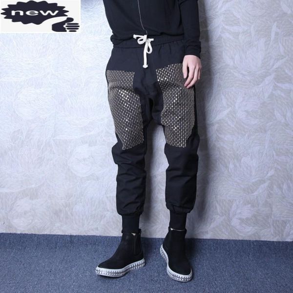 fashion mens hip hop drop crotch harem rivets embroidery joggers pants eleastic waist stage show shiny casual trousers men's, Black
fashion mens hip hop drop crotch harem rivets embroidery joggers pants eleastic waist stage show shiny casual trousers men's, Black