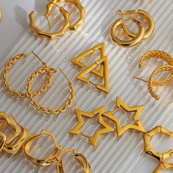 hoop & huggie lifefontier punk 18k real gold plated metal earrings for women round circle star geometric trendy jewelry 2021, Golden;silver
hoop & huggie lifefontier punk 18k real gold plated metal earrings for women round circle star geometric trendy jewelry 2021, Golden;silver