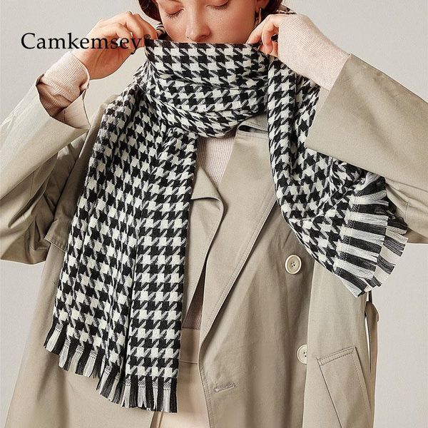 scarves thicken warm winter knitted tassel long women vintage classic black white plaid soft imitation cashmere scarf bufandas, Blue;gray
scarves thicken warm winter knitted tassel long women vintage classic black white plaid soft imitation cashmere scarf bufandas, Blue;gray