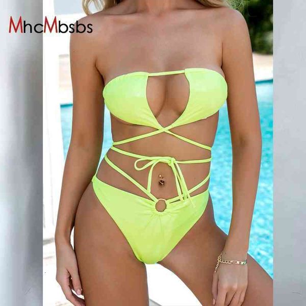 women's swimwear women strapless green bikinis set bandage high waist lace up solid biquini swimsuit 2021 summer bathing suit, White;black
women's swimwear women strapless green bikinis set bandage high waist lace up solid biquini swimsuit 2021 summer bathing suit, White;black