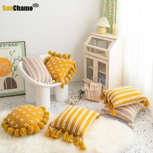 cushion/decorative pillow yellow white floral tassels cover with pompom decorative cushion home decor throw case round 45x45cm/30x50cm
cushion/decorative pillow yellow white floral tassels cover with pompom decorative cushion home decor throw case round 45x45cm/30x50cm