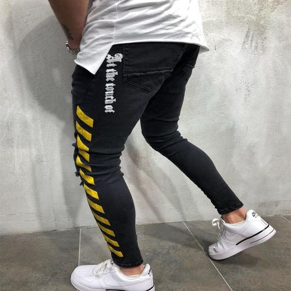 men's jeans streetwear men letter print ripped skinny men's hip hop denim pencil pants fashion black, Blue
men's jeans streetwear men letter print ripped skinny men's hip hop denim pencil pants fashion black, Blue
