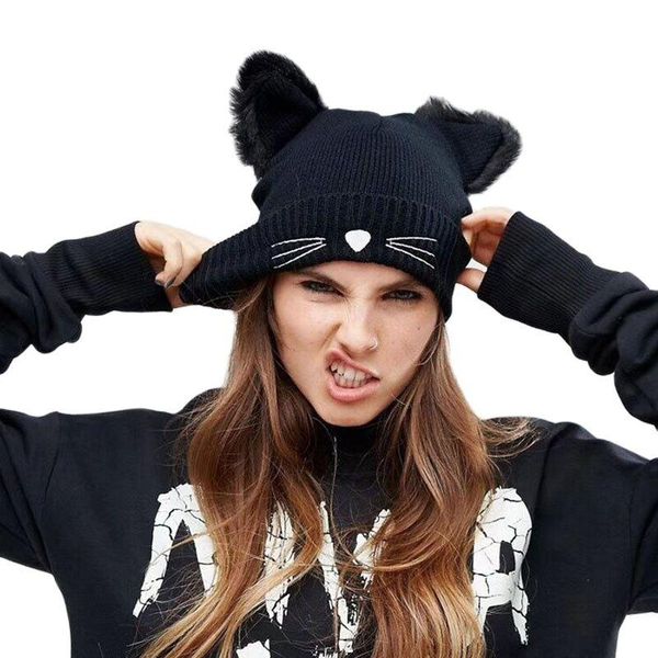 beanie/skull caps autumn winter beanie hat women kawaii cat ear knitted skullies cap solid halloween decoration beanies for warmer bonnet, Blue;gray
beanie/skull caps autumn winter beanie hat women kawaii cat ear knitted skullies cap solid halloween decoration beanies for warmer bonnet, Blue;gray