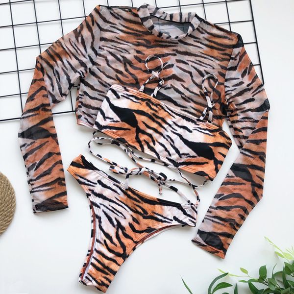 leopard bikini long sleeve swimsuit female 2021 women swimwear 3 pieces bikini set mesh crop bathing suit swim wearby 
leopard bikini long sleeve swimsuit female 2021 women swimwear 3 pieces bikini set mesh crop bathing suit swim wearby