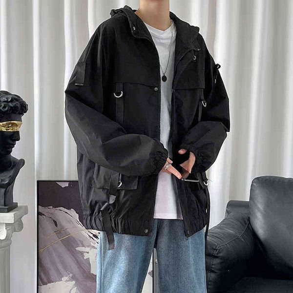 men jackets and coats loose 2021 autumn ribbons streetwear casual outwear coats hip hop men's windbreaker overcoat y1106, Black;brown
men jackets and coats loose 2021 autumn ribbons streetwear casual outwear coats hip hop men's windbreaker overcoat y1106, Black;brown