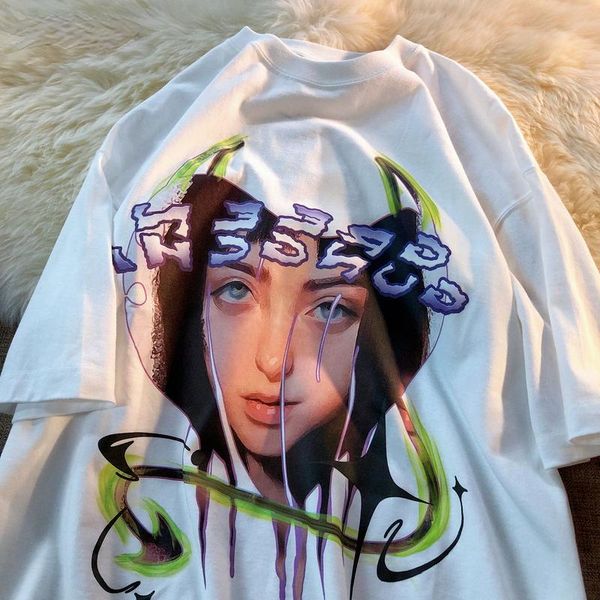 women's t-shirt european and american ins high street t-shirts summer loose retro hip-hop short-sleeved ., White
women's t-shirt european and american ins high street t-shirts summer loose retro hip-hop short-sleeved ., White