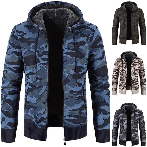 men's sweaters camouflage coat winter fleece thick warm wool sweater hooded zipper cardigan personality handsome clothes, White;black
men's sweaters camouflage coat winter fleece thick warm wool sweater hooded zipper cardigan personality handsome clothes, White;black
