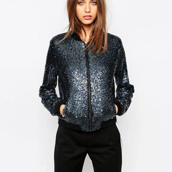 women's jackets 2021 spring autumn women sequin bomber jacket stand collar long sleeve zipper glitter female short baseball coat plus s, Black;brown
women's jackets 2021 spring autumn women sequin bomber jacket stand collar long sleeve zipper glitter female short baseball coat plus s, Black;brown