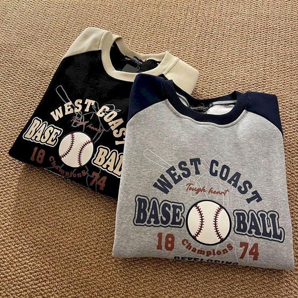 women's hoodies & sweatshirts preppy baseball print pullover sweatshirt spring autumn long-sleeved hoody thin section loose o-neck stud, Black
women's hoodies & sweatshirts preppy baseball print pullover sweatshirt spring autumn long-sleeved hoody thin section loose o-neck stud, Black