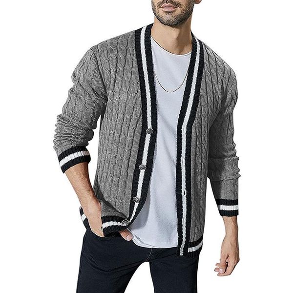 men's sweaters knitwear v-neck long sleeve sweater fashion casual threaded loose clothing autumn 2021, White;black
men's sweaters knitwear v-neck long sleeve sweater fashion casual threaded loose clothing autumn 2021, White;black