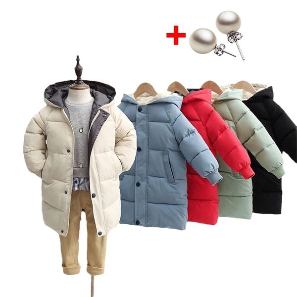 

children's down coat winter teenage baby boys girls cotton-padded parka & coats thicken warm long jackets toddler kids outerwear 211027, Blue;gray