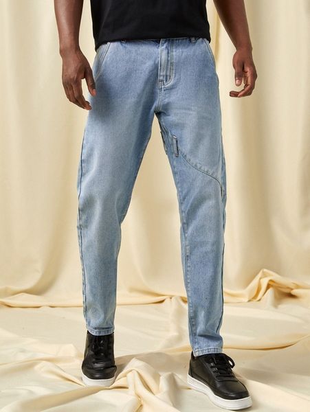 romwe guys light washed jeans p5e6#, Blue 
romwe guys light washed jeans p5e6#, Blue
